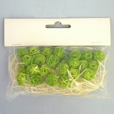 Koule ratan 24ks/1,5cm zelená