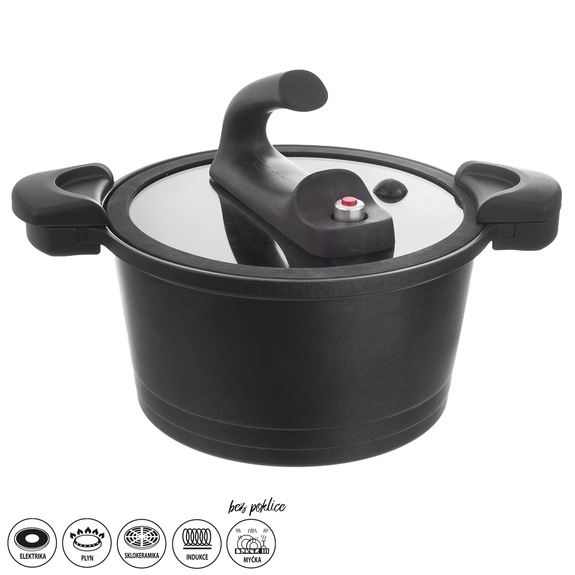 Hrnec GRANDE nízkotlaký 5,5 l poklice sklo
