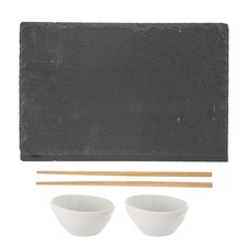 Tác břidl. serv.+misky porc.+hůlky bamb. na sushi