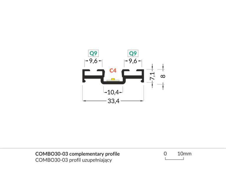Profil WIRELI COMBO30-03 stříbrný elox, 2m (metráž)