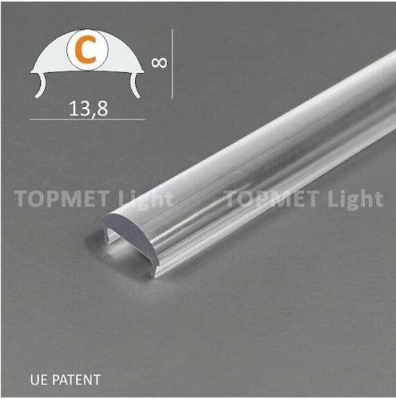 Difuzor WIRELI C ČOČKA 60° KLIP ČIRÝ, 2m (metráž)