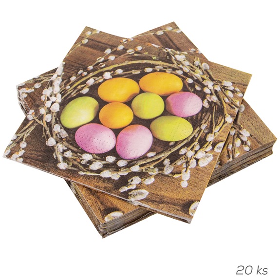 Ubrousek papír vajíčka v hnízdě 20 ks 33x33 cm