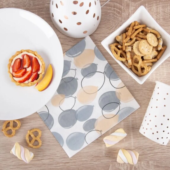 Ubrousek papír balónky 20 ks 33x33 cm šedá