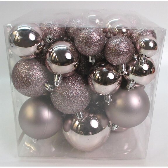 Ozdoby plastové, barva růžová, mix velikostí, cena za 1 balení (62 ks)