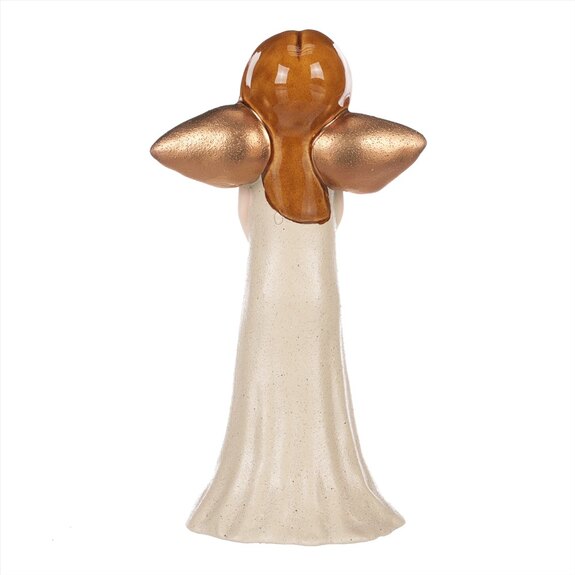 Anděl držící srdce se zlatými křídly, keramika