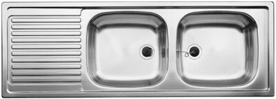 Dřez s odkapem BLANCO Top EZS 12x4-2  přírodní lesk bez excentru