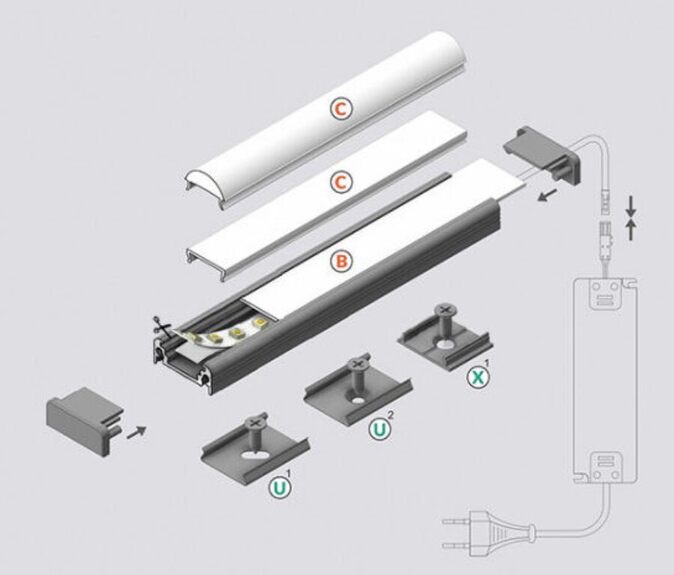 Profil WIRELI11 SURFACE BC/UX hliník surový 2m (metráž)