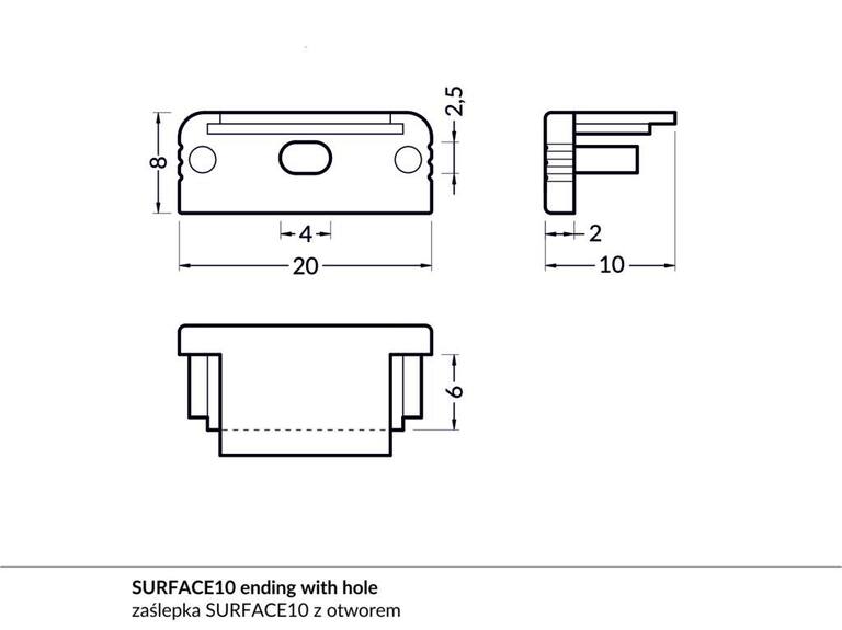 Koncovka WIRELI SURFACE10 černá s otvorem, pár