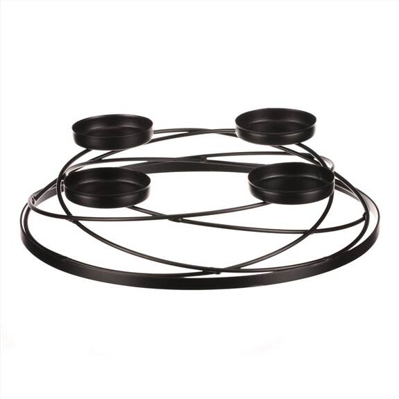 Svícen kovový - adventní, barva černá.