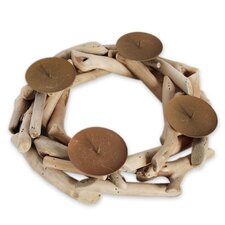 Svícen  kruh dřevo/kov D30cm natural