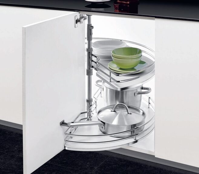 Karusel 180° Elegance, plné dno, 750x400x570-710 mm, chrom