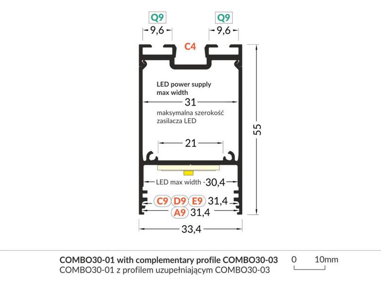 Profil WIRELI COMBO30-03 bílý lak, 2m (metráž)