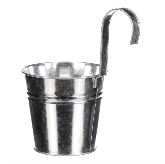 Obal na květiny - na pověšení, zinkový, stříbrná barva.