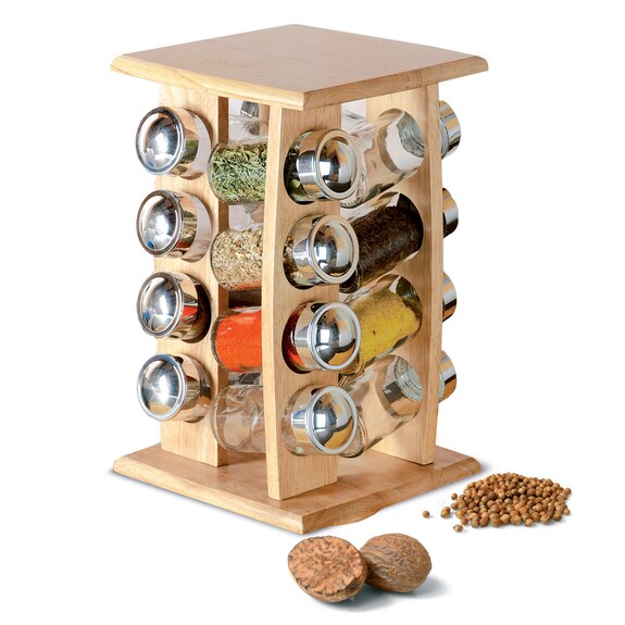 Kořenka sklo/chrom 16 ks+stojan dřevo