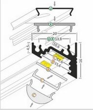 Profil WIRELI60 CORNER BC/UX hliník anoda 4m (metráž)