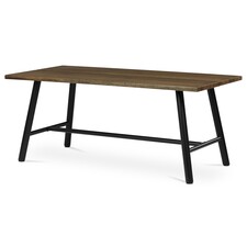 Stůl jídelní, 180x90cm, dýha, barva ořech, kovová černá noha