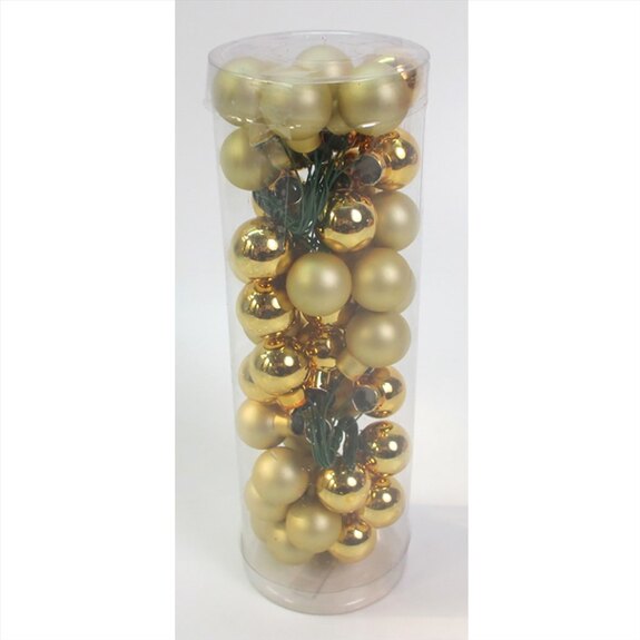 Ozdoby skleněné na drátku, pr.2cm, barva zlatá, cena za 1 balení (48ks)