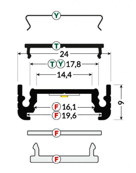 Profil SURFACE LINE 14 bílý komaxit (midi Wireli11)