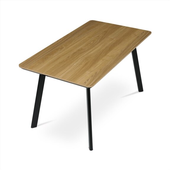 Stůl jídelní 140x80 cm, MDF deska, Melamine dekor dub, kov, černý lak