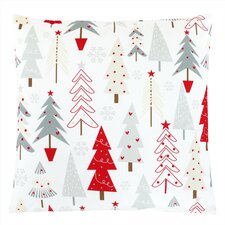 Polštář sametový s výplní - barevné vánoční stromky, 100% polyester, 45 x 45 cm.