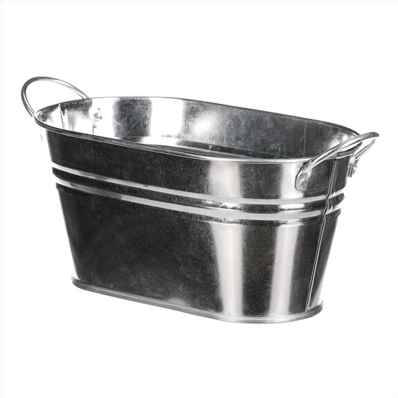 Obal na květiny - truhlík, zinkový, stříbrná barva.