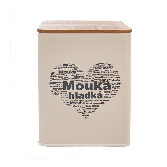 Dóza plech/dřevo 11,5x11,5x14 cm Mouka hlad. SRDCE
