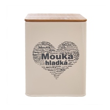 Dóza plech/dřevo 11,5x11,5x14 cm Mouka hlad. SRDCE