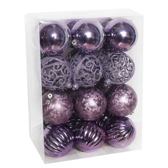 Baňky pvc 24ks/8cm fialová