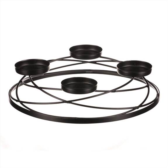 Svícen kovový - adventní, barva černá.