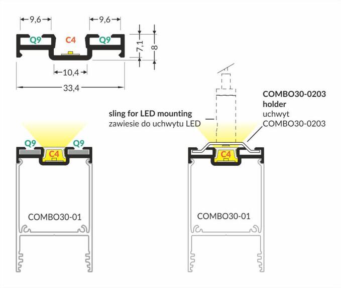 Profil WIRELI COMBO30-01 stříbrný elox, 2m (metráž)