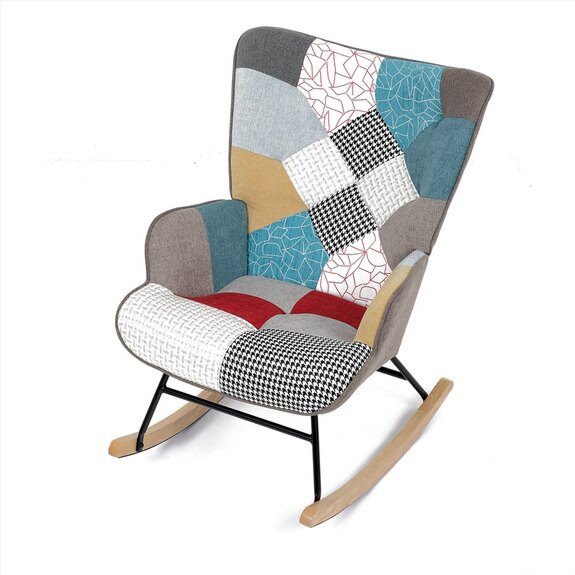 Křeslo houpací AK-374 PW2 potah patchwork látka
