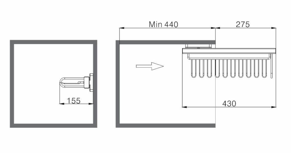 Výsuvný věšák na kravaty a opasky, 155x430x80 mm  chrom - hliník eloxovaný