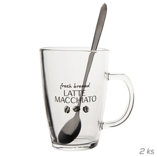 Hrnek sklo+lžička nerez 0,3 l, 2 ks