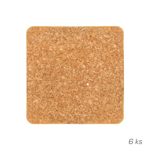 Podtácek korek 9,5x9,5 cm 6 ks