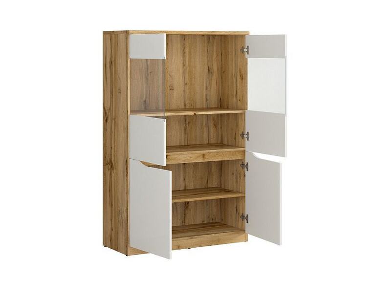 Vitrína NUIS REG2D2W - dub wotan/bílý lesk