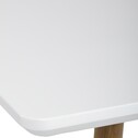 Stůl jídelní 140x80, MDF, bílá matná deska, kovové nohy v barvě dubu.
