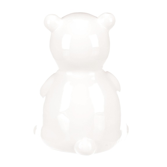 Medvídek keramický, držící srdce.