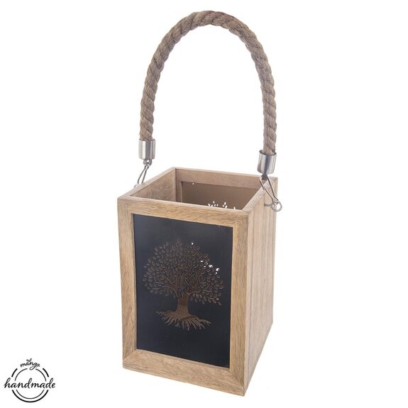 Svícen dřevo/kov MANGO Strom života