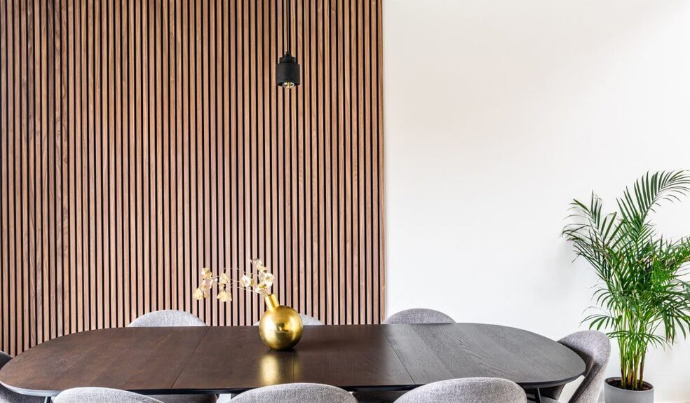 Dekorační obkladový SLAT panel akustic 27-14 Ořech