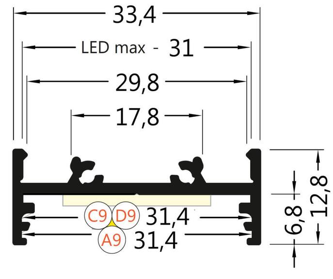 Profil WIRELI VARIO30-01 hlíník anoda, 2m (metráž)