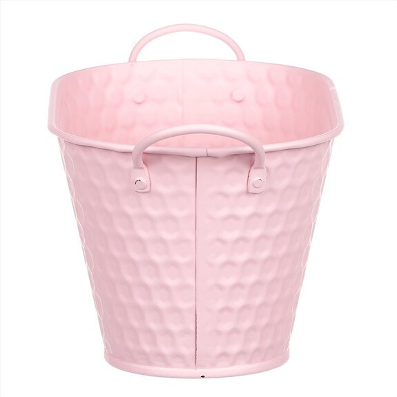 Obal kovový - truhlík, v růžové barvě.