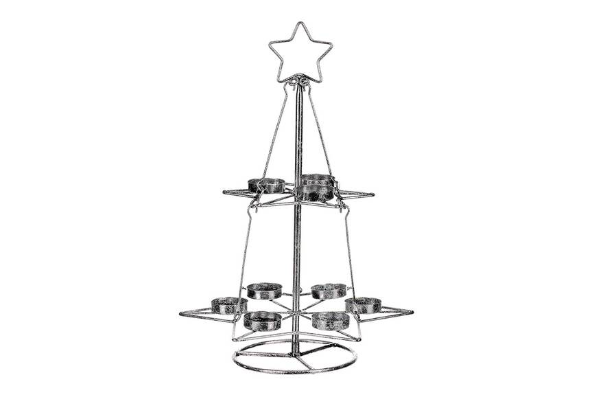 Kovový svícen ve tvaru stromku UM0241-SIL