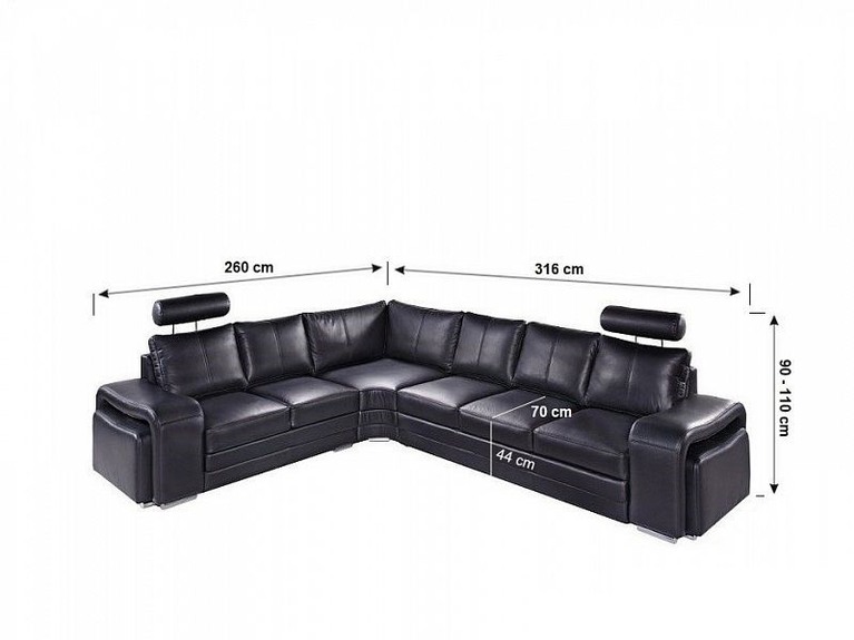 Kožená sedací souprava Endy pravá černá