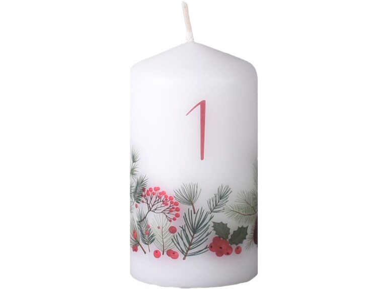 Emocio Válec 5ks 50x90 mm adventní čísla Šťastné a Veselé, svíčky