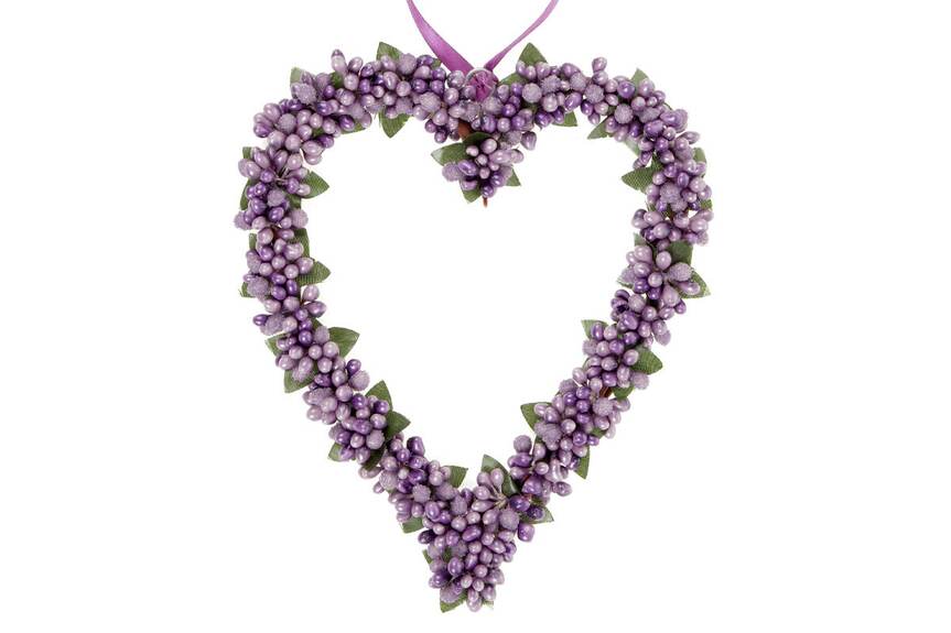 Srdíčko na zavěšení s bobulemi PRZ3309-LILA