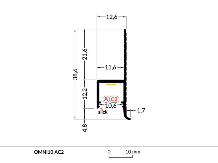 Profil WIRELI OMNI10 AC2 stříbrný elox, 2m (metráž)