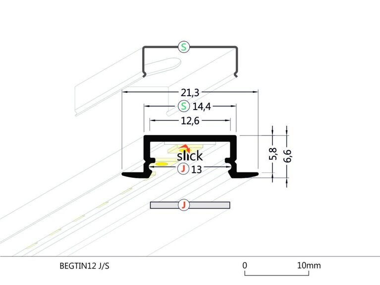 Profil WIRELI BEGTIN J/S hliník surový, 2m (metráž)