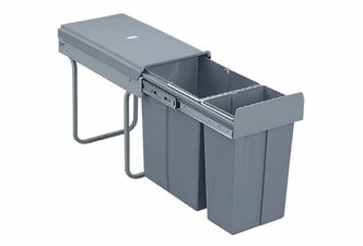 Výsuvný odpadkový 2-koš, 1x20 l + 1x10 l, K30-šedý plast
