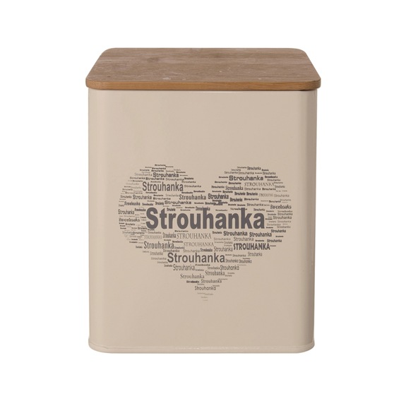 Dóza plech/dřevo 11,5x11,5x14 cm Strouhanka SRDCE