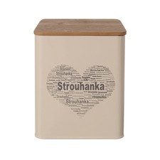 Dóza plech/dřevo 11,5x11,5x14 cm Strouhanka SRDCE